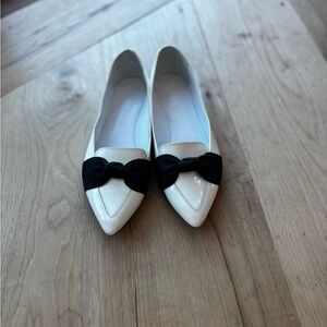 Burberry Ivory Flats with Ebony Bow